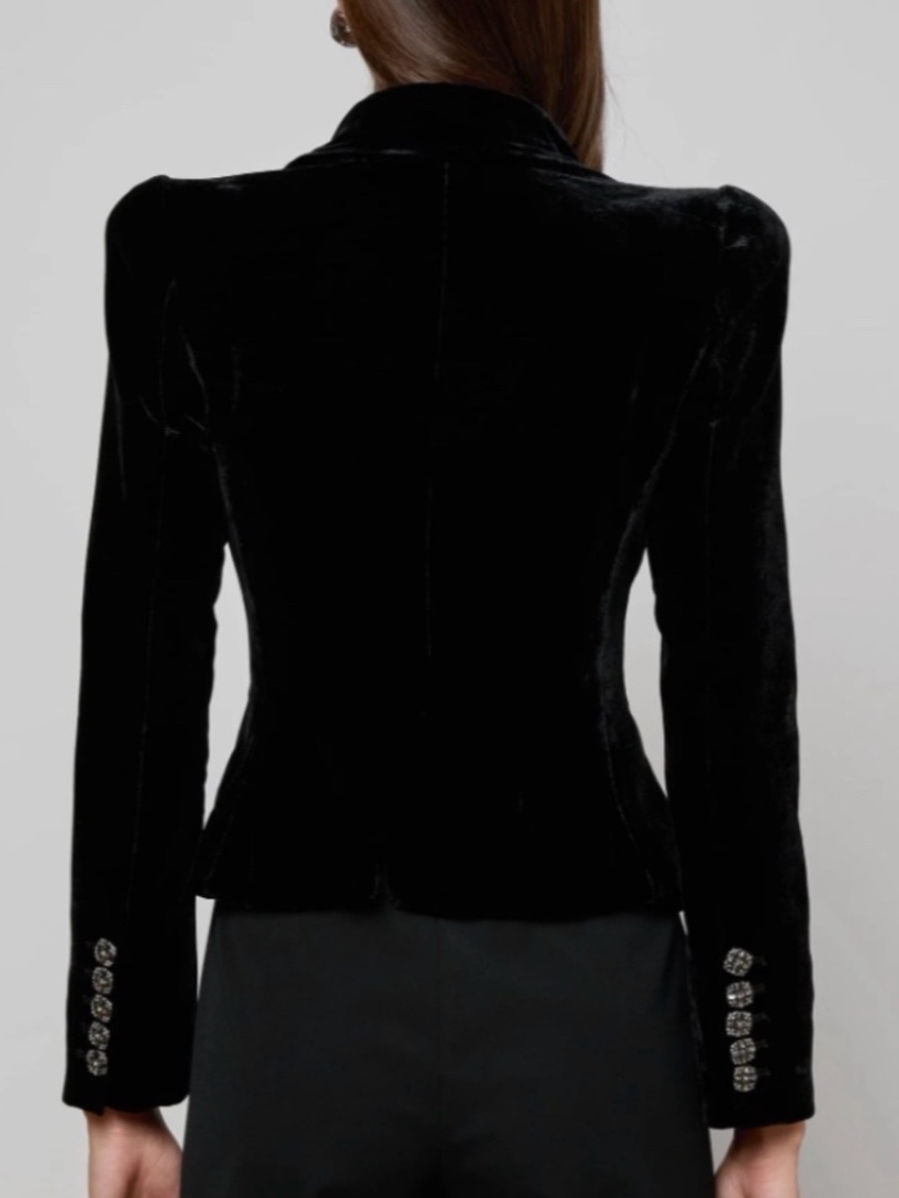 L’Agence Bethany Velvet Structured Blazer In Black - Picture 8 of 8